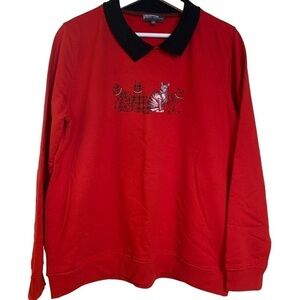 Classy Cat Red Collared Sweater